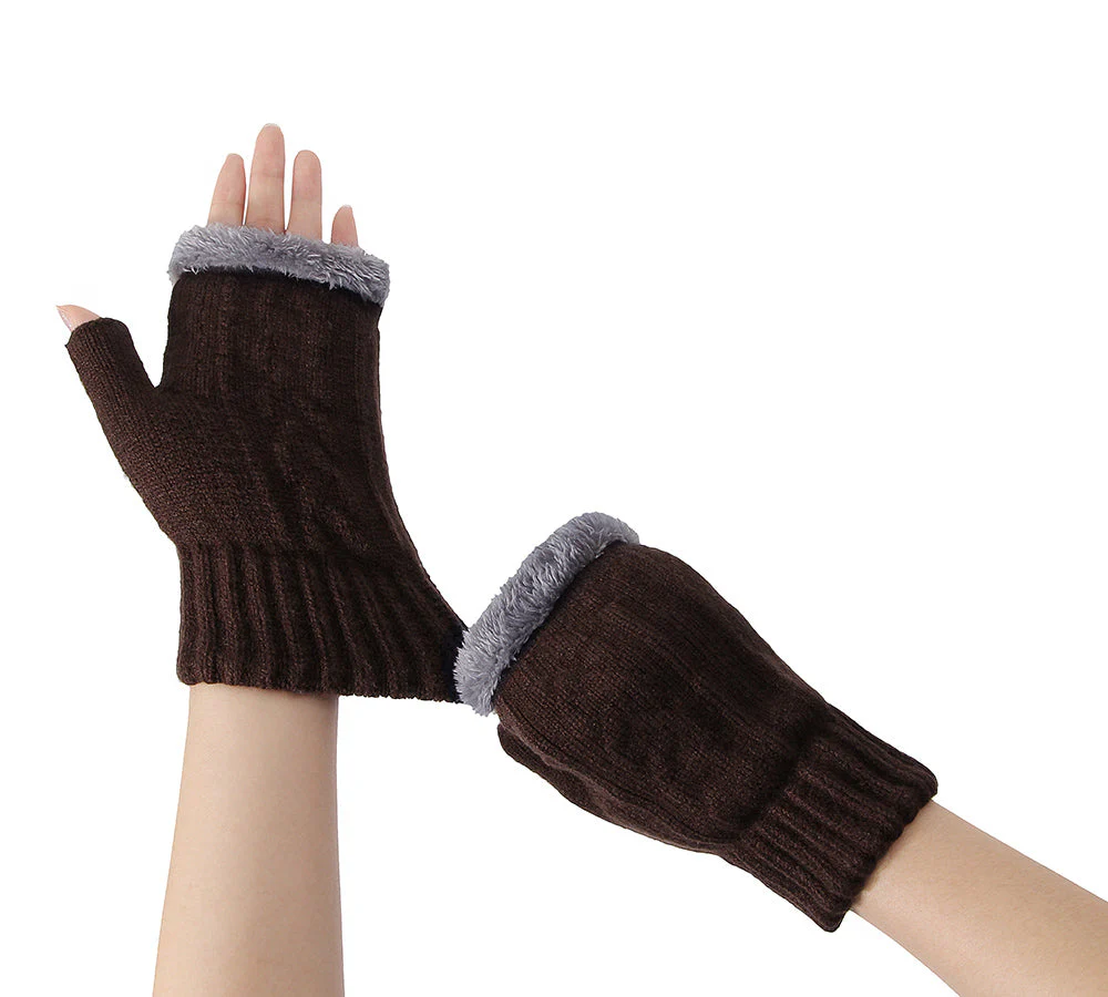 Fingerless Ultra Plush Knit Gloves - Image 31
