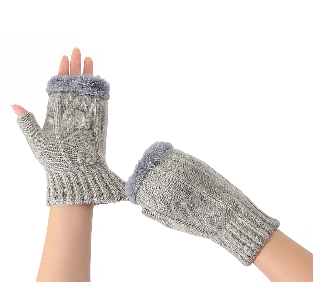 Fingerless Ultra Plush Knit Gloves - Image 7