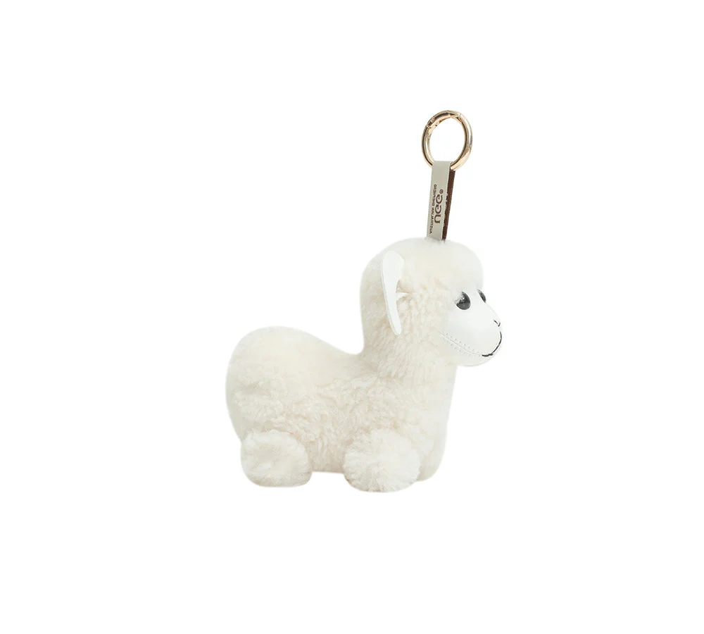 Fluffy Wool Sheep Puffle Keyring - Image 2