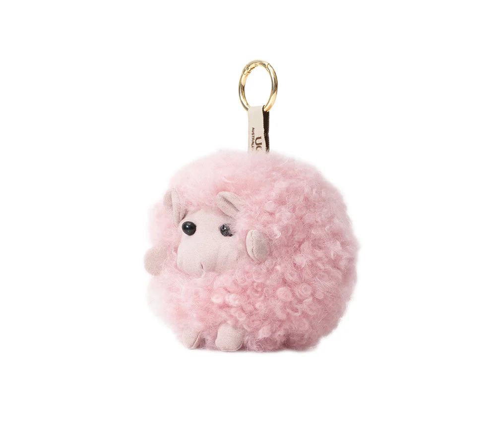 Fluffy Wool Sheep Roun Keyring - Image 10