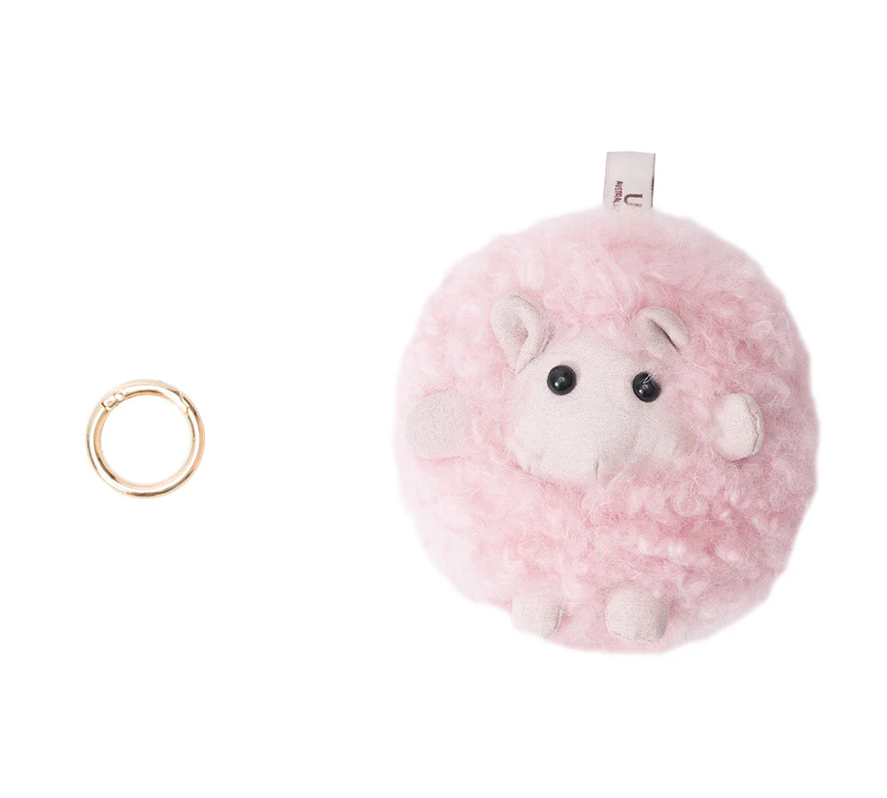 Fluffy Wool Sheep Roun Keyring - Image 14