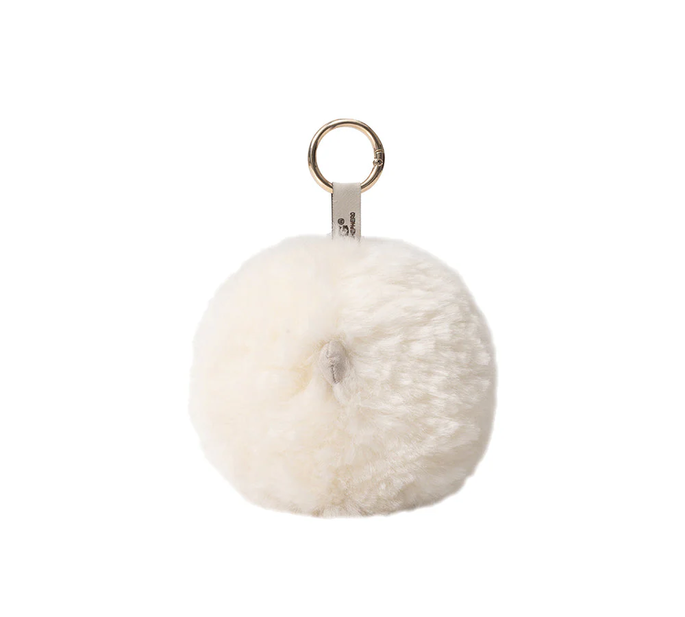 Fluffy Wool Sheep Roun Keyring - Image 5