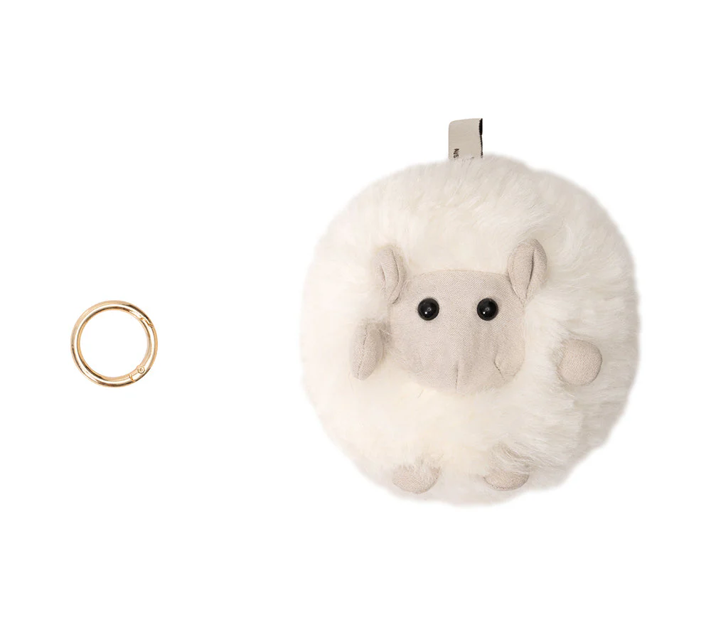 Fluffy Wool Sheep Roun Keyring - Image 7
