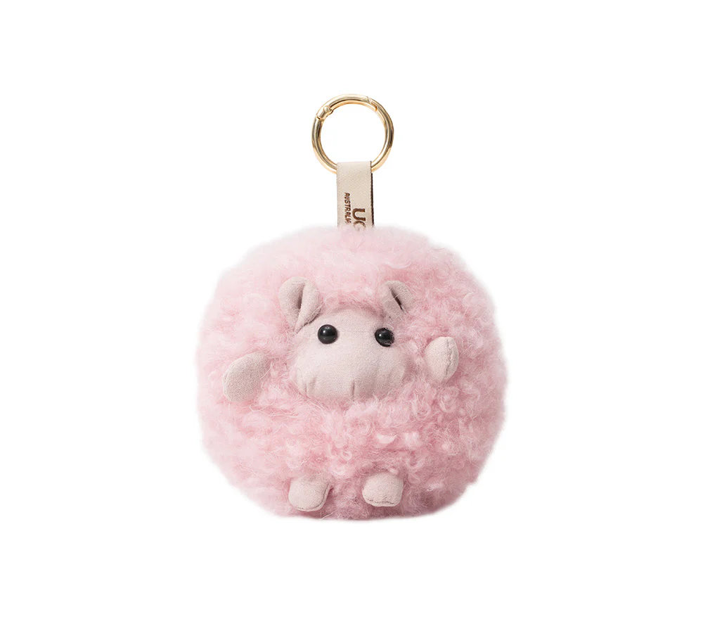 Fluffy Wool Sheep Roun Keyring - Image 9