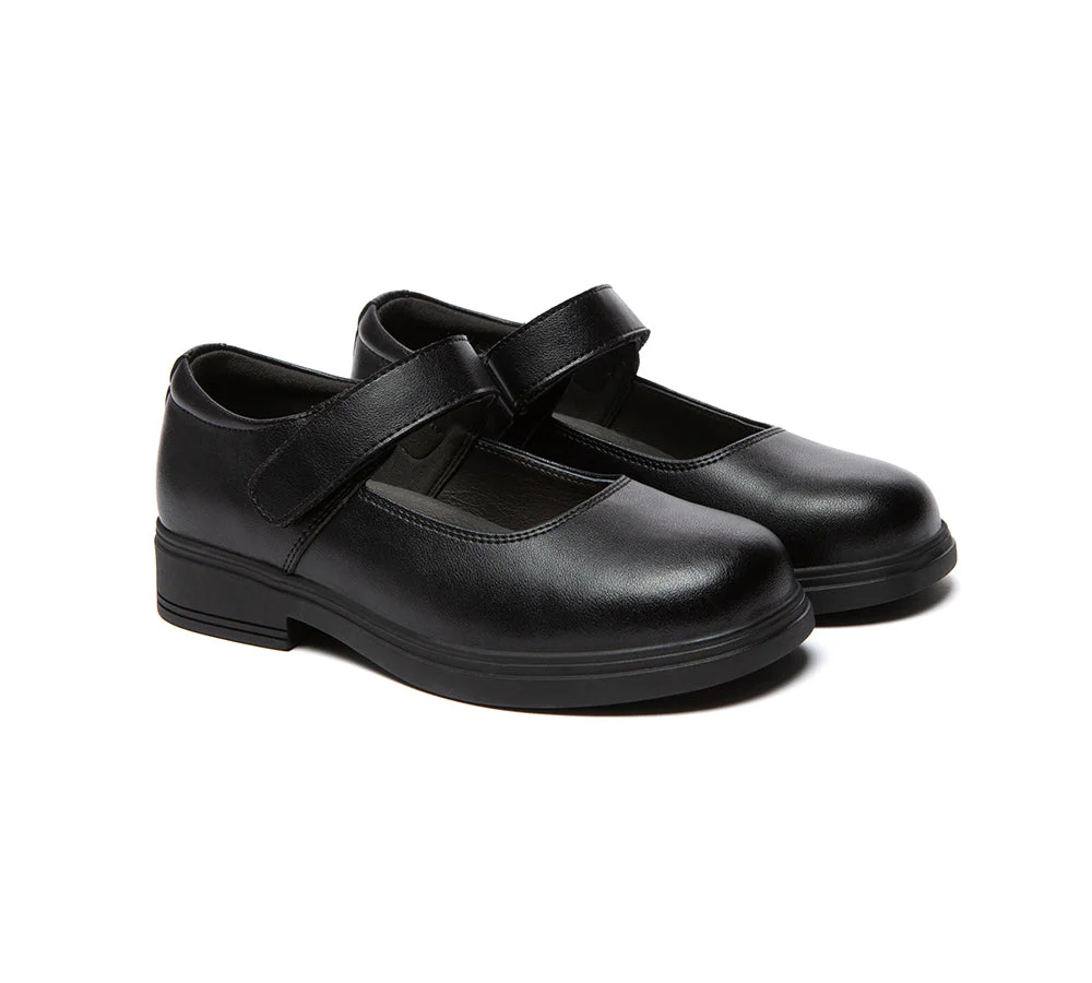 Kids Senior Black Leather School Shoes Chris