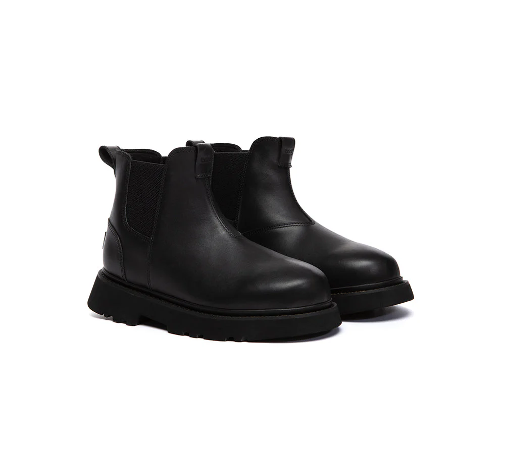 Men Boots Leather Black Chelsea Casual Shoes Dralen