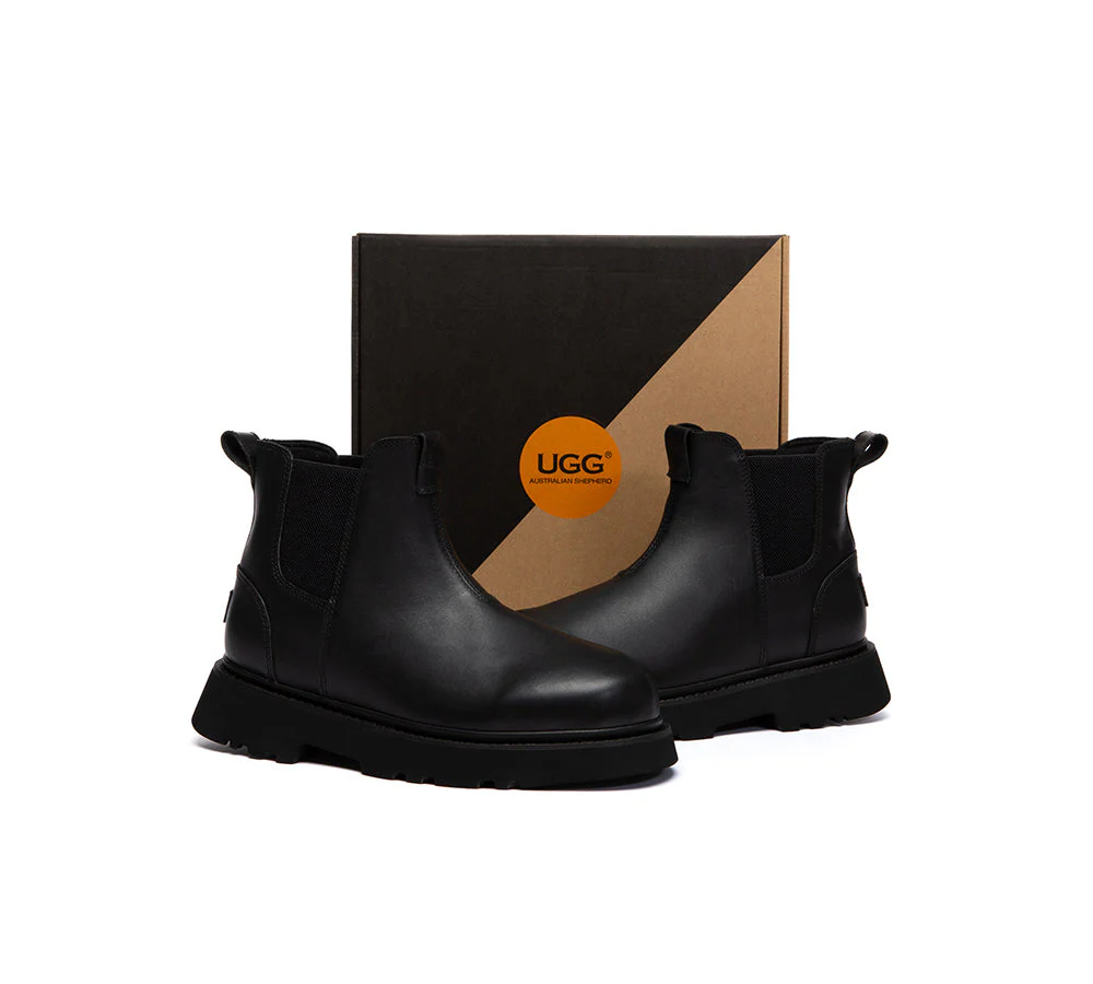 Men Boots Leather Black Chelsea Casual Shoes Dralen - Image 3