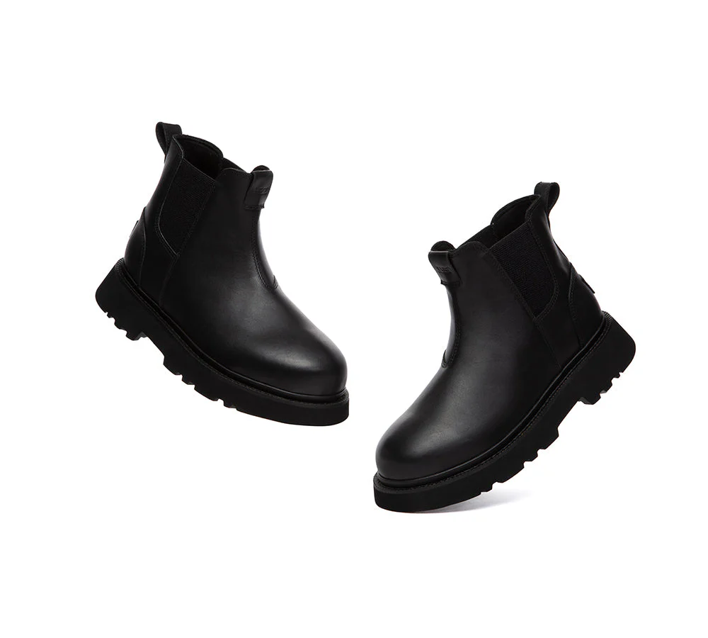 Men Boots Leather Black Chelsea Casual Shoes Dralen - Image 4
