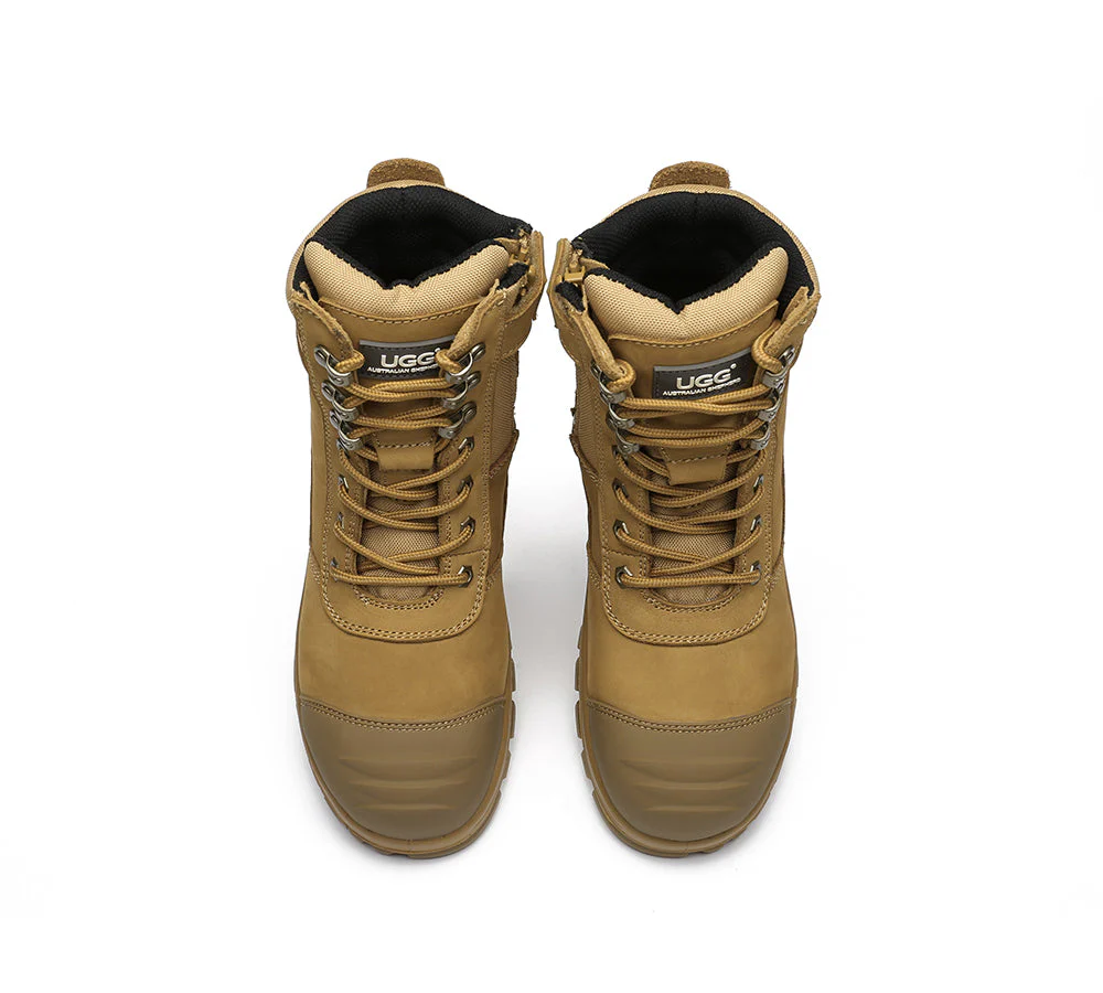 Men Work Boots Leo Safety Lace Up Zip Steel Toe Shoes - Image 5