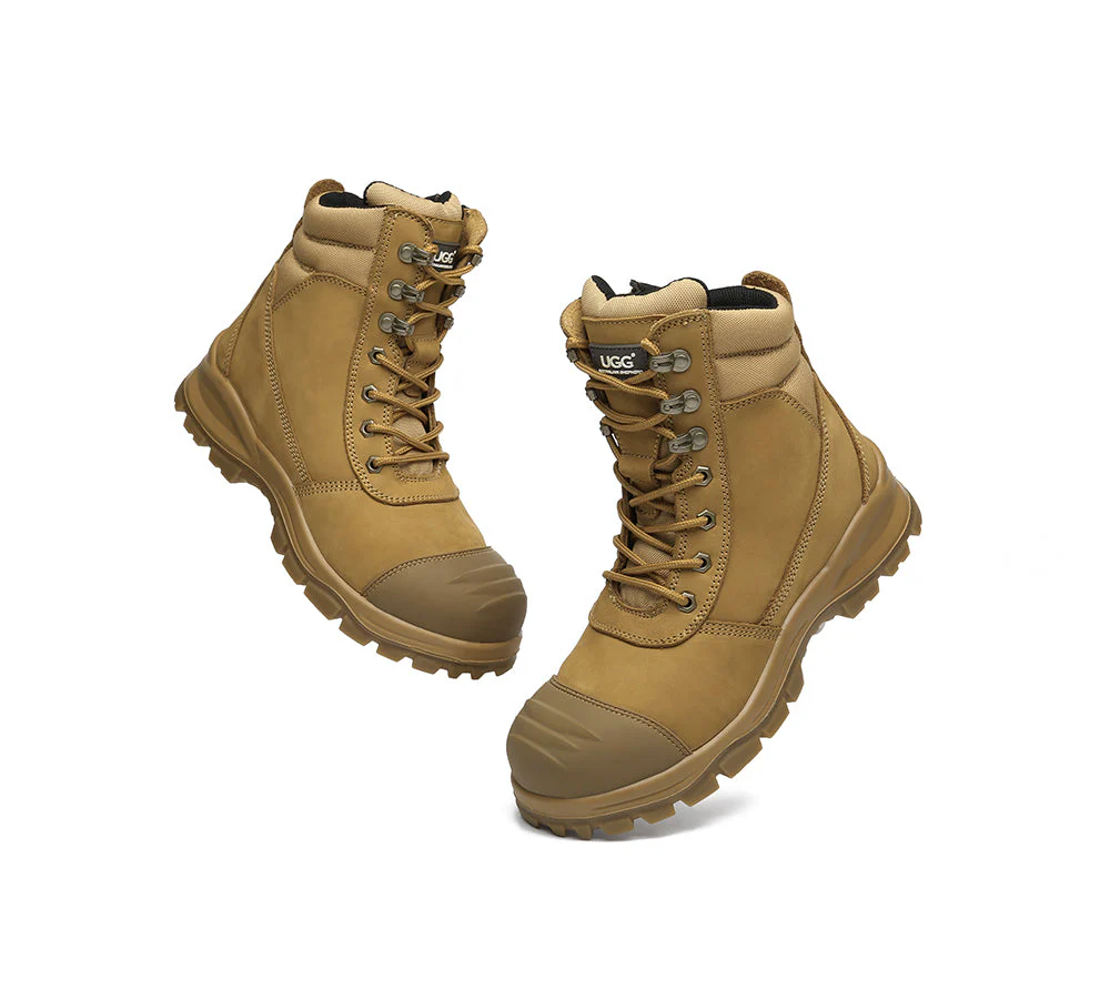 Men Work Boots Leo Safety Lace Up Zip Steel Toe Shoes - Image 6