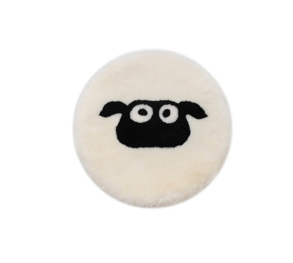 Round Australian Sheepskin Wool Cushion - Image 6