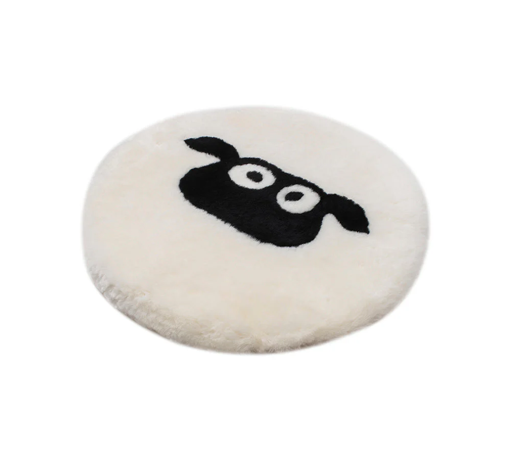 Round Australian Sheepskin Wool Cushion - Image 7