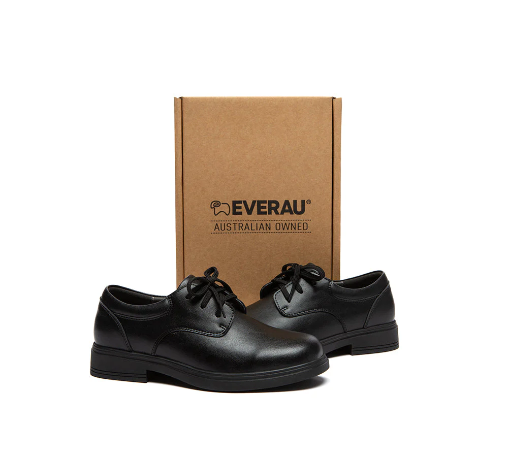 Senior Black Leather Lace Up School Shoes - Image 3
