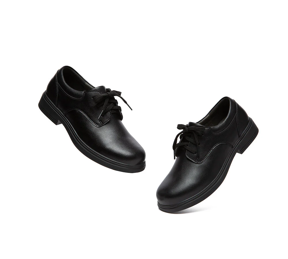 Senior Black Leather Lace Up School Shoes - Image 4
