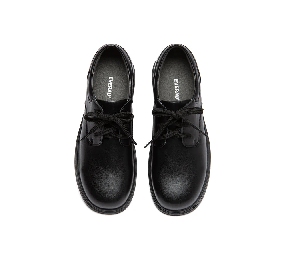 Senior Black Leather Lace Up School Shoes - Image 5