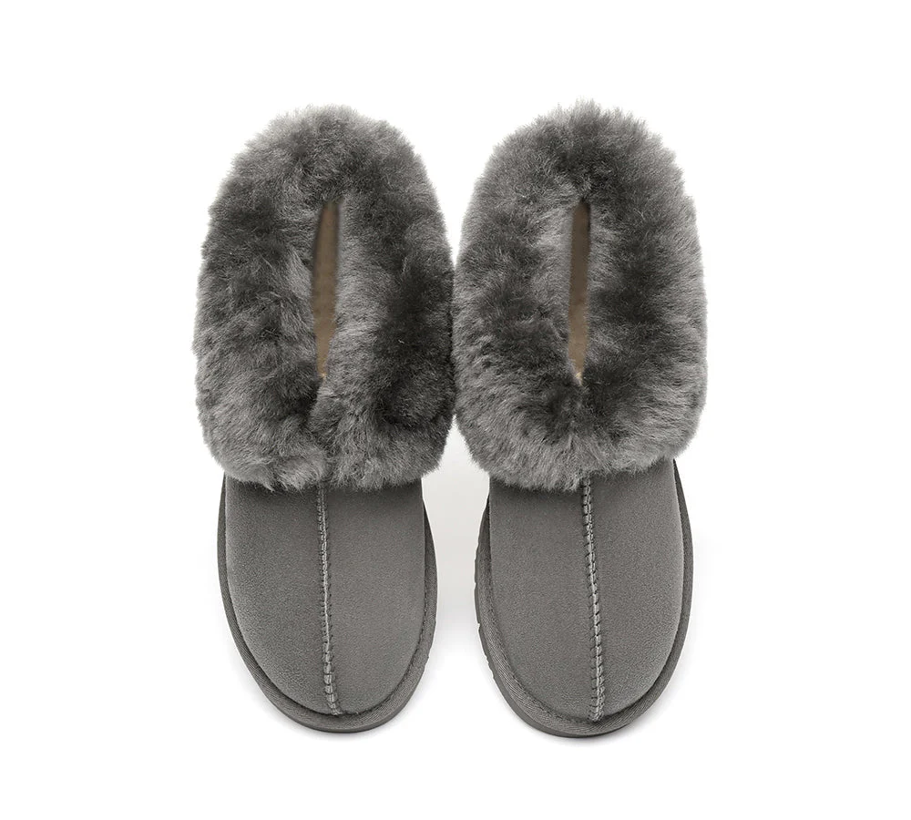 Slippers, Australia Premium Double Face Sheepskin,Unisex Ankle Collar Slipper Mallow - Image 14