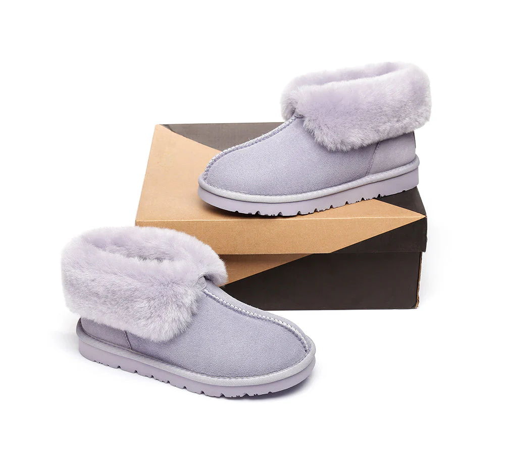 Slippers, Australia Premium Double Face Sheepskin,Unisex Ankle Collar Slipper Mallow - Image 19