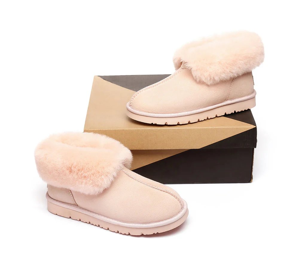 Slippers, Australia Premium Double Face Sheepskin,Unisex Ankle Collar Slipper Mallow - Image 26