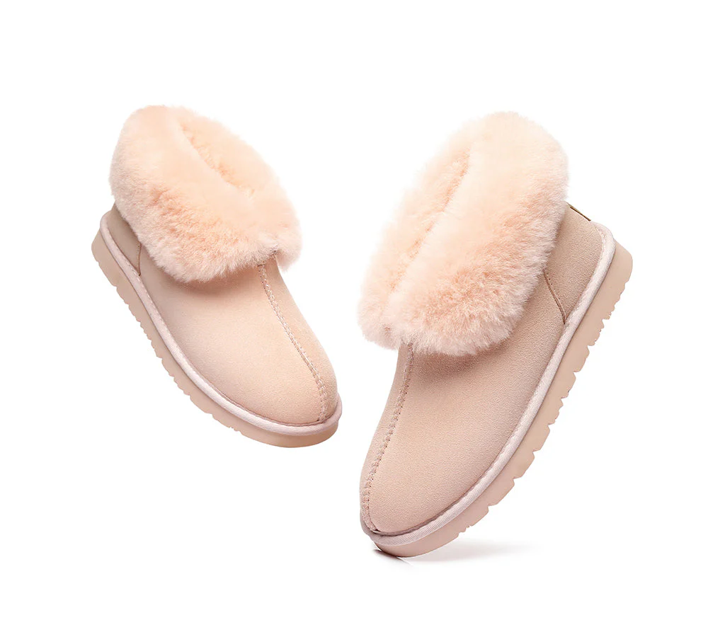 Slippers, Australia Premium Double Face Sheepskin,Unisex Ankle Collar Slipper Mallow - Image 27