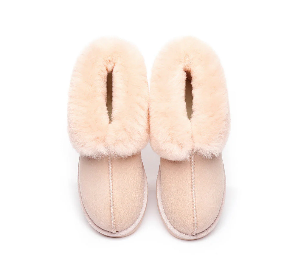 Slippers, Australia Premium Double Face Sheepskin,Unisex Ankle Collar Slipper Mallow - Image 28