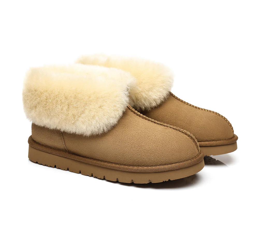 Slippers, Australia Premium Double Face Sheepskin,Unisex Ankle Collar Slipper Mallow - Image 3