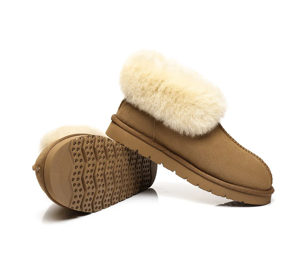Slippers, Australia Premium Double Face Sheepskin,Unisex Ankle Collar Slipper Mallow - Image 4