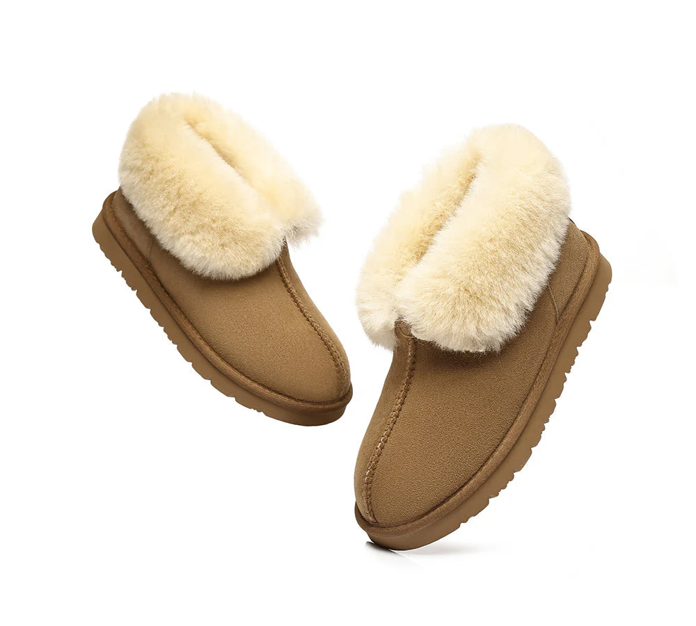 Slippers, Australia Premium Double Face Sheepskin,Unisex Ankle Collar Slipper Mallow - Image 6