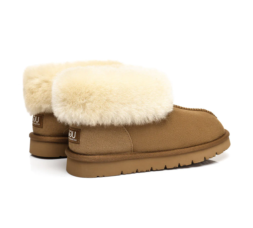Slippers, Australia Premium Double Face Sheepskin,Unisex Ankle Collar Slipper Mallow - Image 8