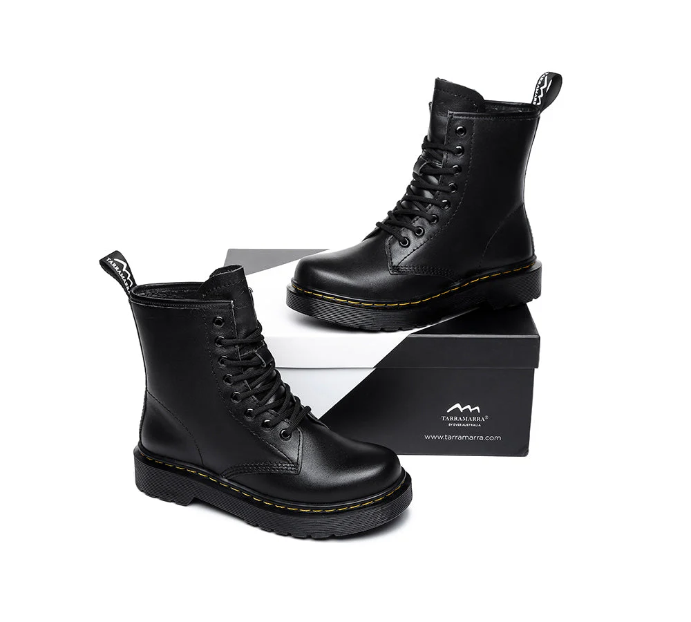 Women Leather Boots Hi Lift Platform Lace Up Boots Simona - Image 3