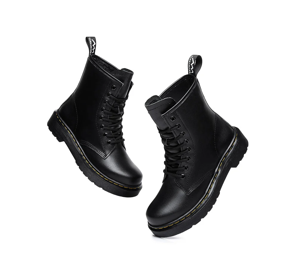 Women Leather Boots Hi Lift Platform Lace Up Boots Simona - Image 4