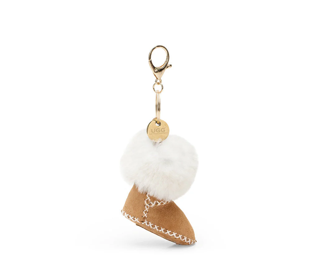 UGG Boot Fluffy Sheepskin Wool Keyring Boris - Image 3