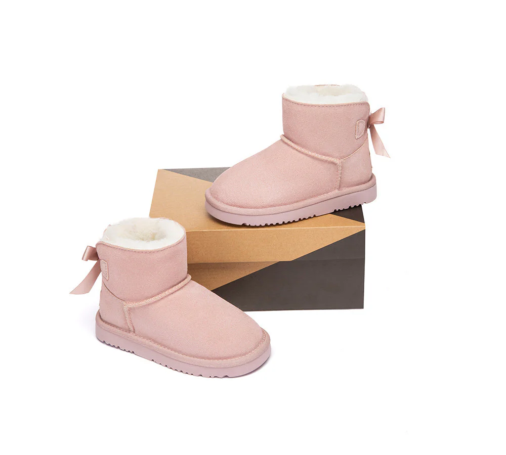 UGG Boots Kids Sheepskin Wool Back Bow Ankle Melub - Image 10