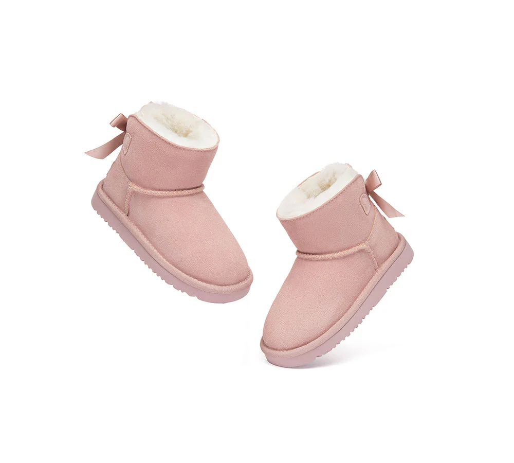UGG Boots Kids Sheepskin Wool Back Bow Ankle Melub - Image 11