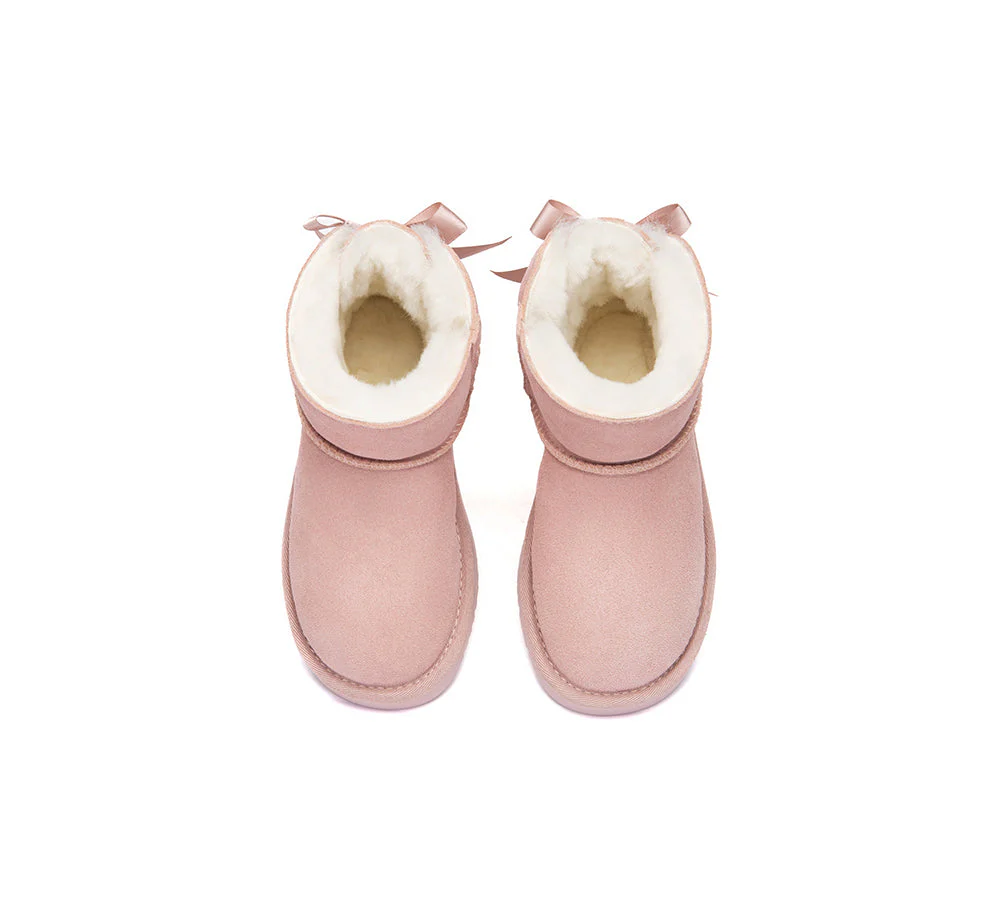 UGG Boots Kids Sheepskin Wool Back Bow Ankle Melub - Image 12