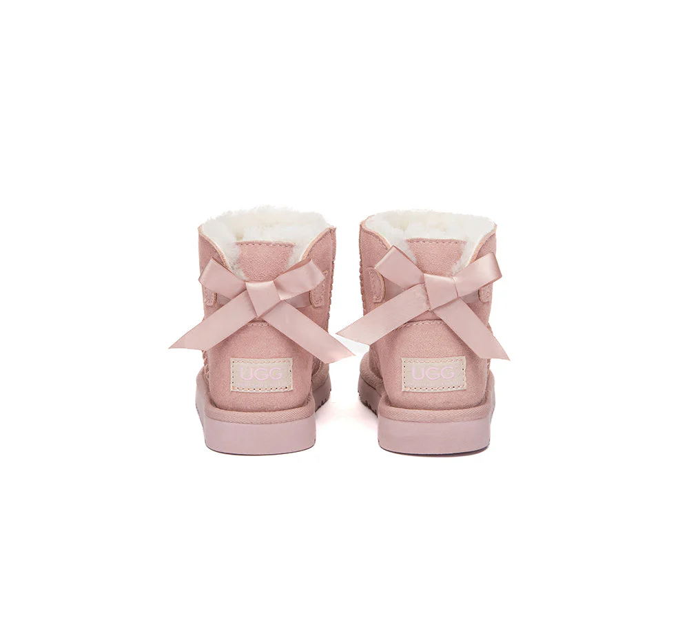 UGG Boots Kids Sheepskin Wool Back Bow Ankle Melub - Image 13