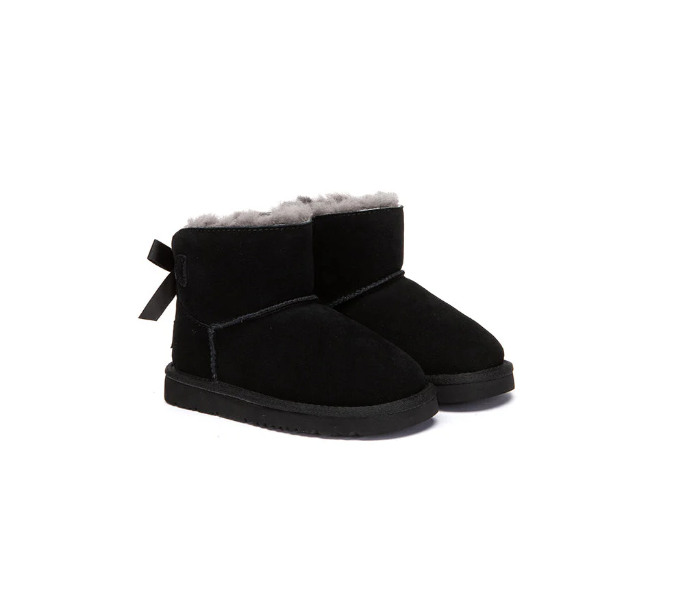 UGG Boots Kids Sheepskin Wool Back Bow Ankle Melub - Image 14