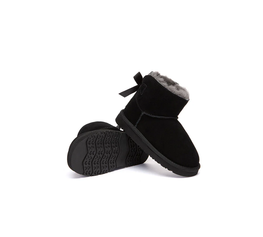 UGG Boots Kids Sheepskin Wool Back Bow Ankle Melub - Image 15