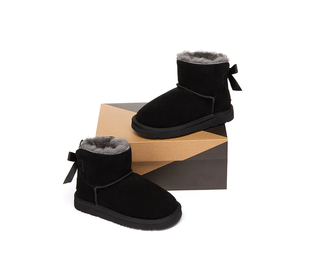 UGG Boots Kids Sheepskin Wool Back Bow Ankle Melub - Image 16