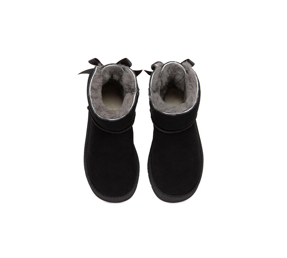 UGG Boots Kids Sheepskin Wool Back Bow Ankle Melub - Image 17