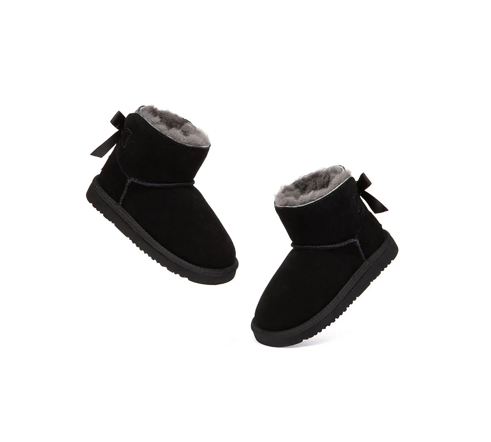 UGG Boots Kids Sheepskin Wool Back Bow Ankle Melub - Image 18