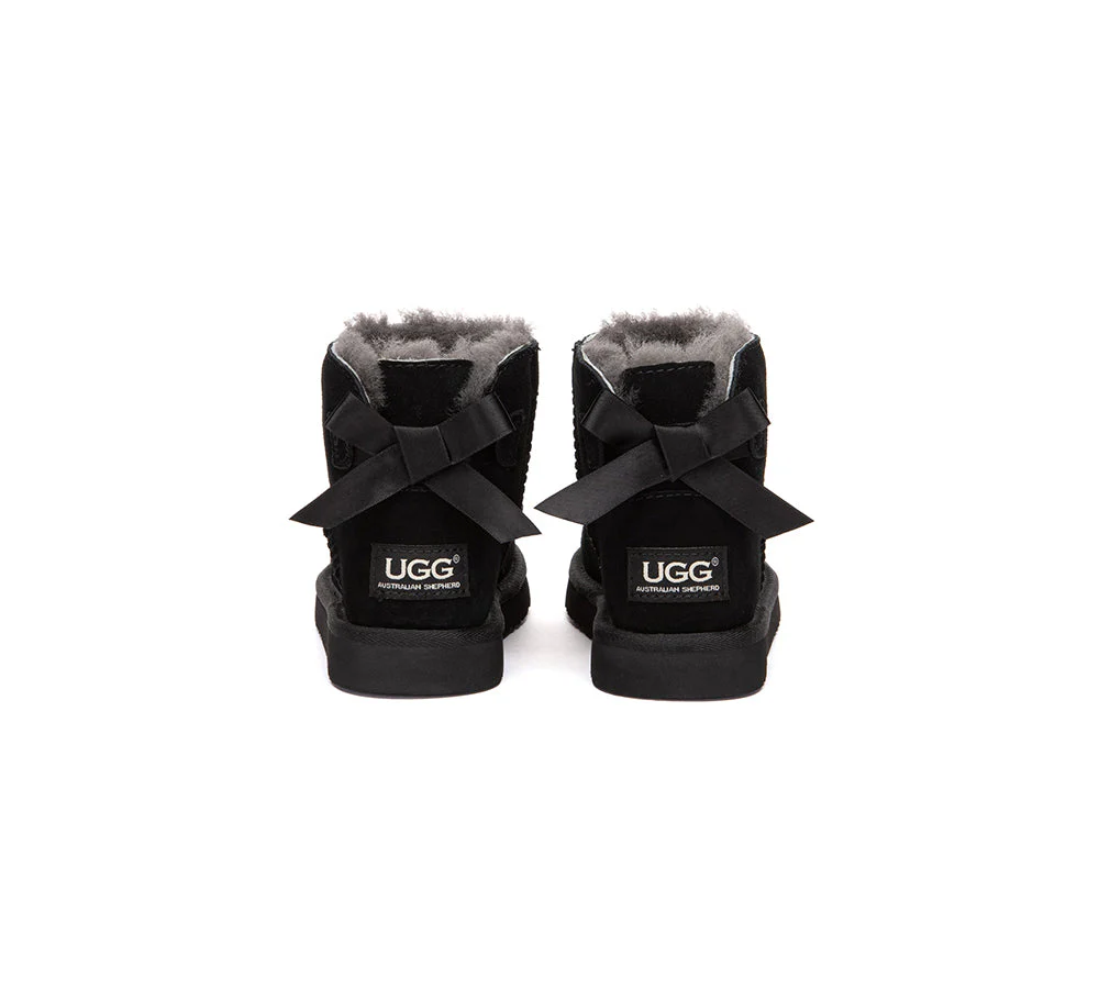 UGG Boots Kids Sheepskin Wool Back Bow Ankle Melub - Image 19