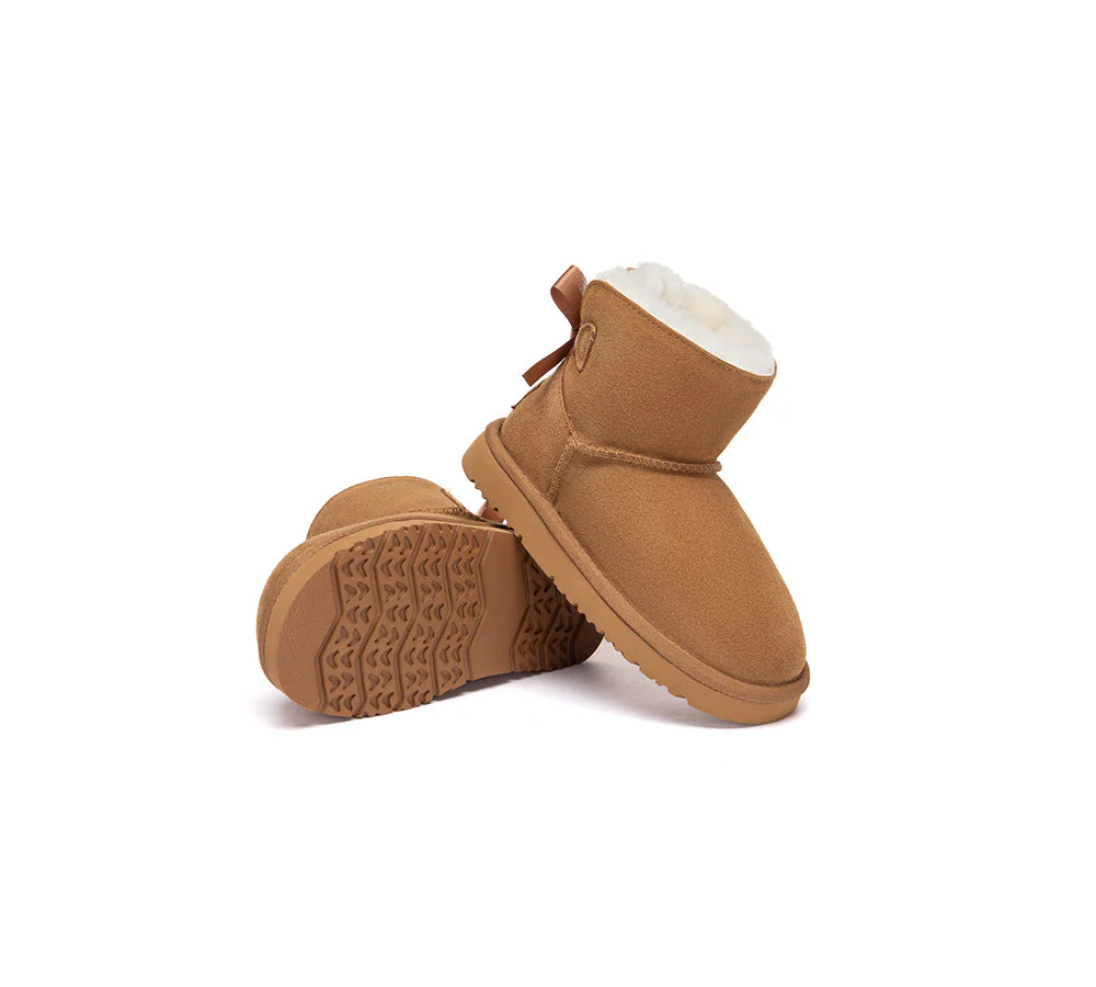 UGG Boots Kids Sheepskin Wool Back Bow Ankle Melub - Image 3