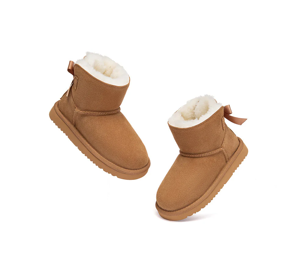UGG Boots Kids Sheepskin Wool Back Bow Ankle Melub - Image 5