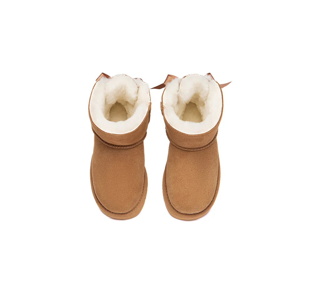 UGG Boots Kids Sheepskin Wool Back Bow Ankle Melub - Image 6
