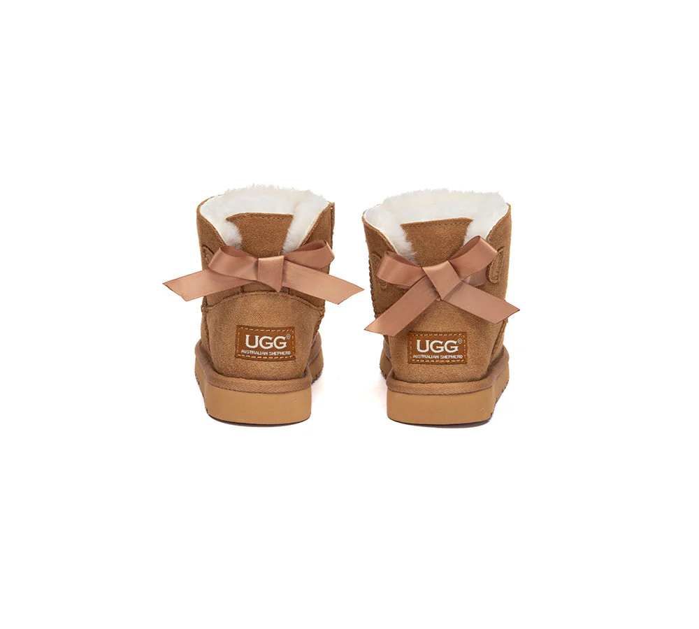 UGG Boots Kids Sheepskin Wool Back Bow Ankle Melub - Image 7