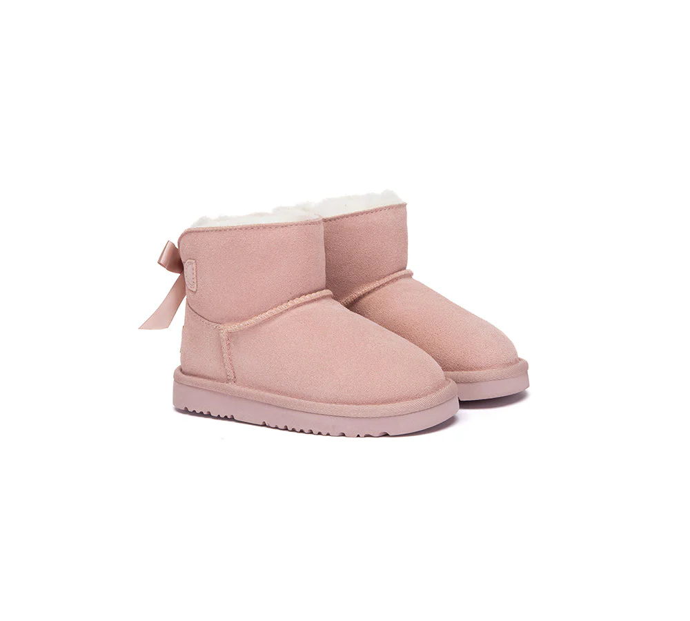 UGG Boots Kids Sheepskin Wool Back Bow Ankle Melub - Image 8