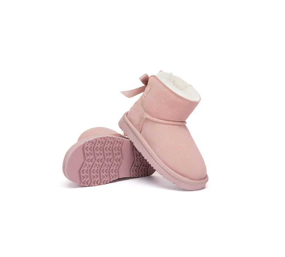 UGG Boots Kids Sheepskin Wool Back Bow Ankle Melub - Image 9