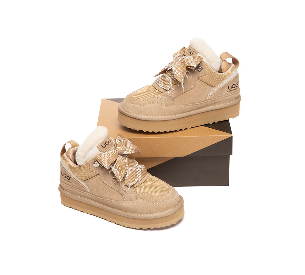 UGG Boots Kids Sheepskin Wool Lace Up Platform Sneakers Parkyr - Image 10