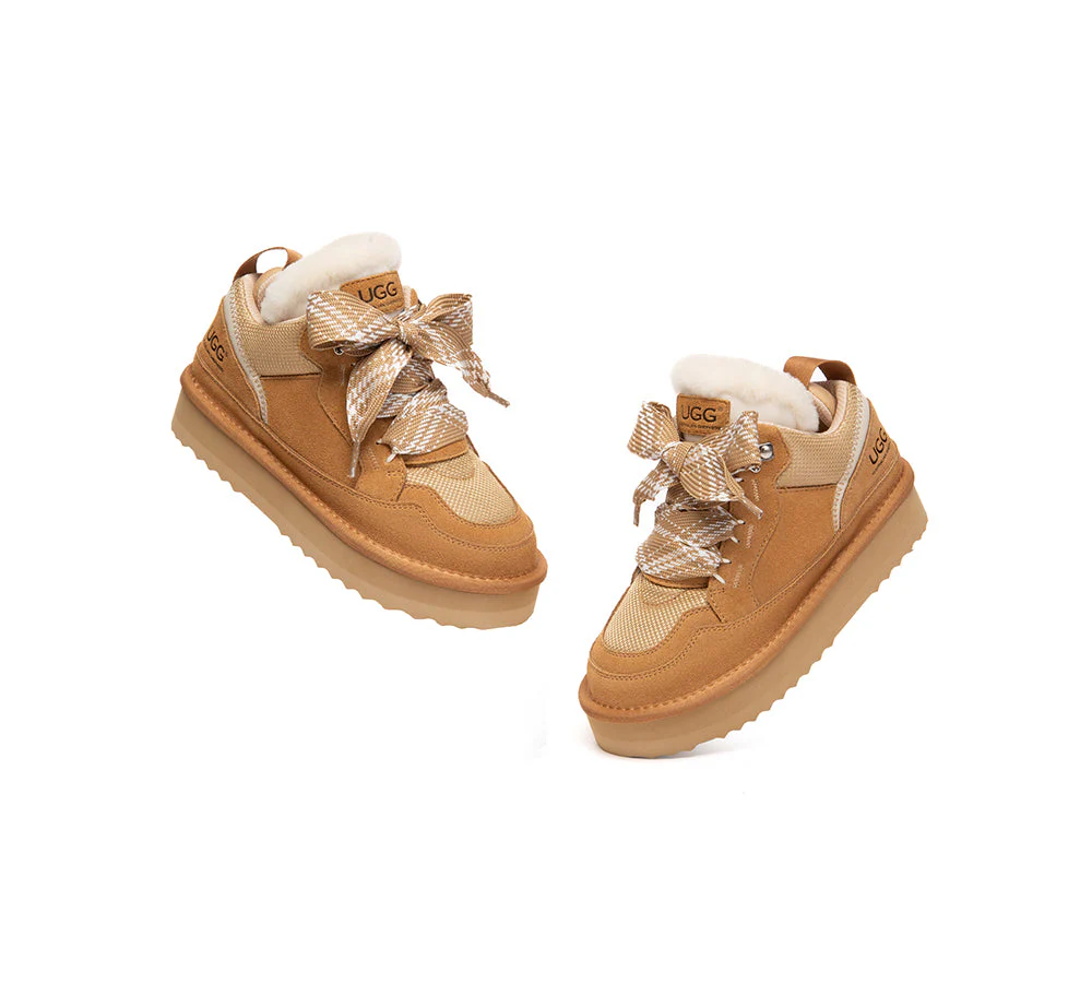 UGG Boots Kids Sheepskin Wool Lace Up Platform Sneakers Parkyr - Image 5