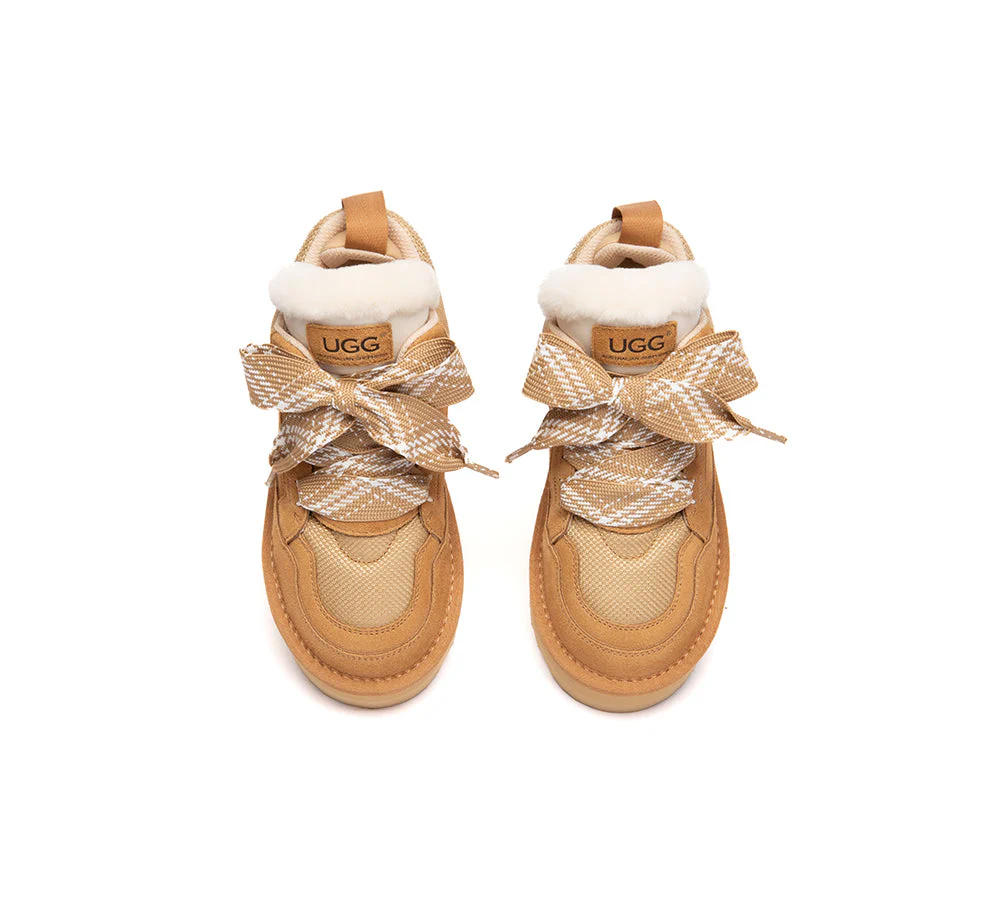 UGG Boots Kids Sheepskin Wool Lace Up Platform Sneakers Parkyr - Image 6